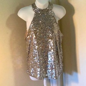 New Cable & Gauge sequin halter top